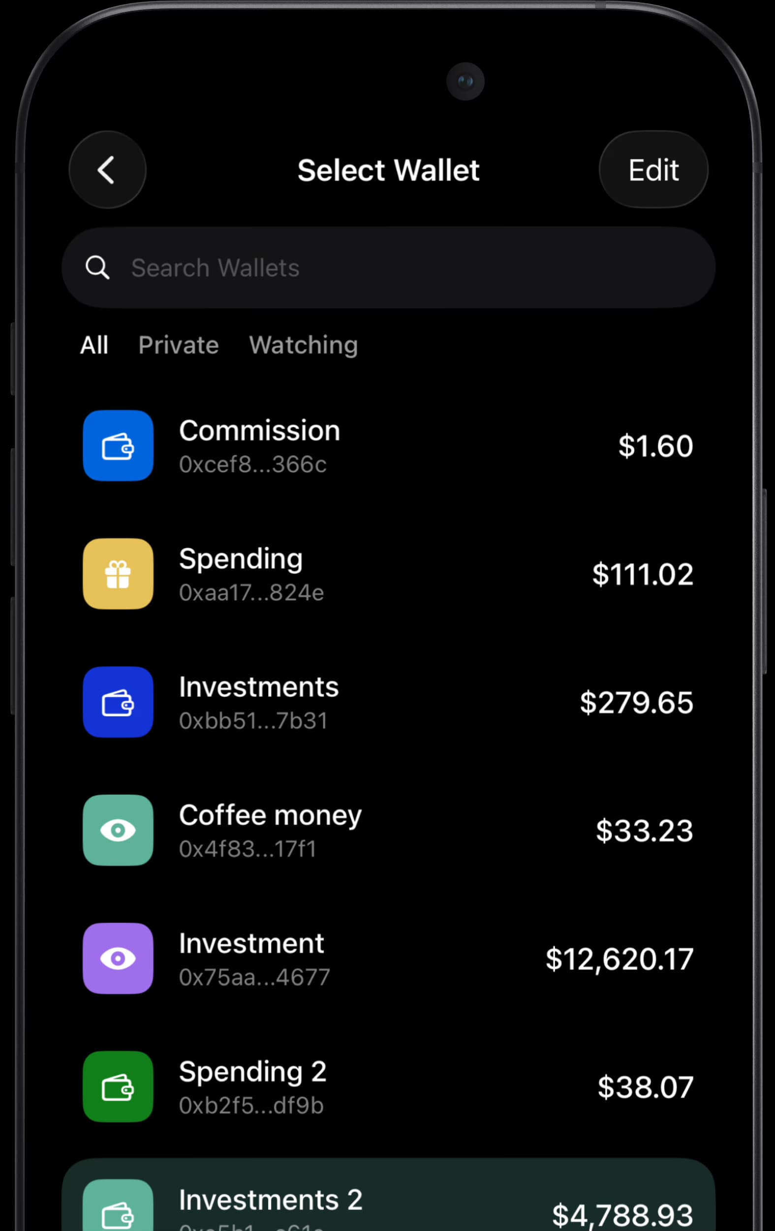 Choosing between self-custody wallets in the THAT app